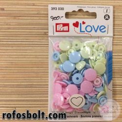 Pasztell színű szívecske alakú műanyag patent (393 030)