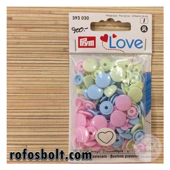 Pasztell színű szívecske alakú műanyag patent (393 030)