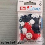 Sötétkék-piros-fehér csillag alakú műanyag patent (393 061)