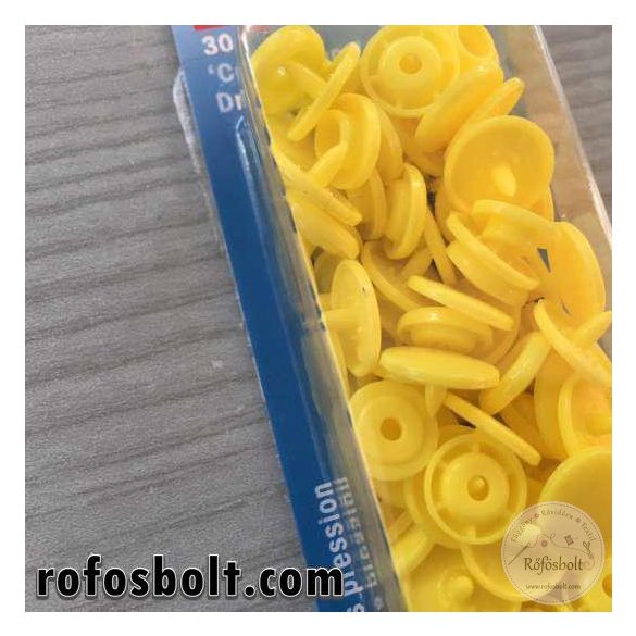 Sárga köralakú műanyag patent (393107)