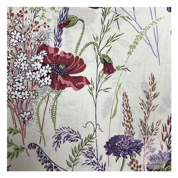 Vaj színű alapon nyári mező virágai, 160 cm széles (Aa45)