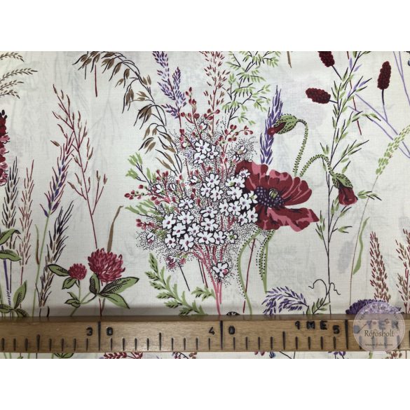 Vaj színű alapon nyári mező virágai, 160 cm széles (Aa45)