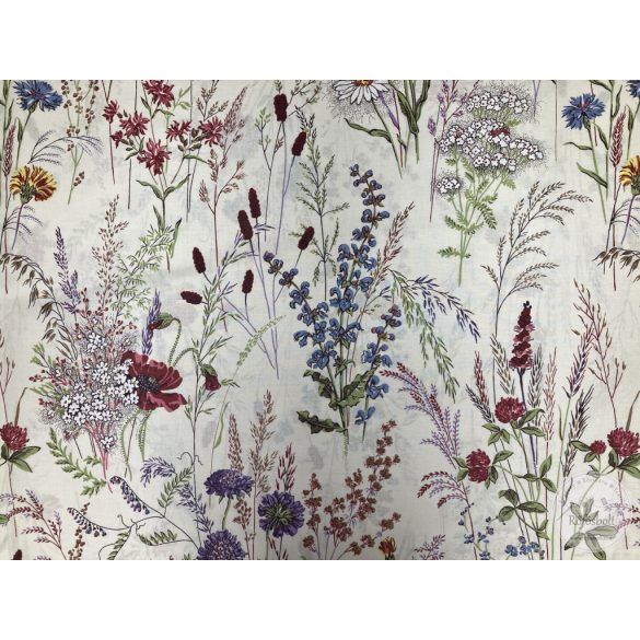 Vaj színű alapon nyári mező virágai, 160 cm széles (Aa45)
