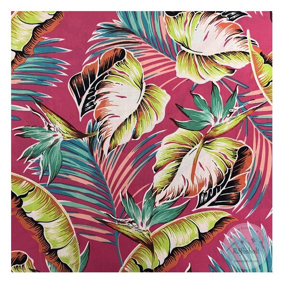 Rózsaszín alapon nagy, színes levelek (Aa59)