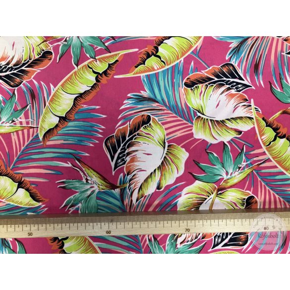 Rózsaszín alapon nagy, színes levelek (Aa59)