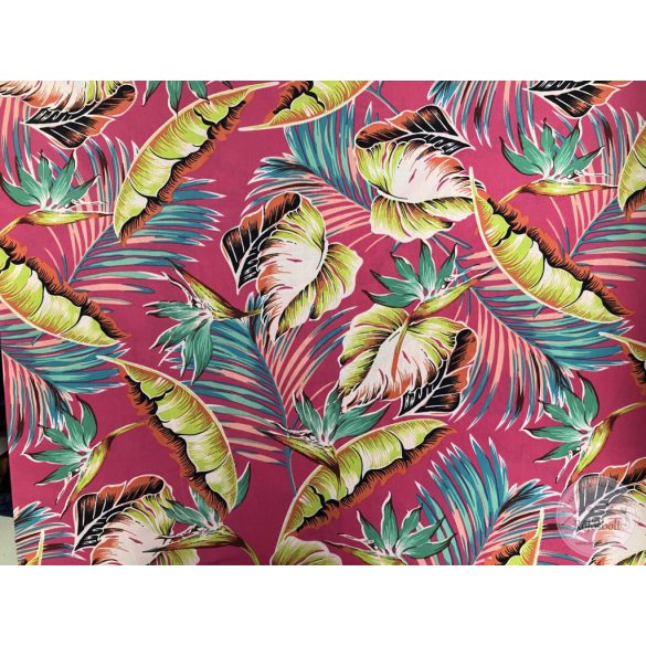 Rózsaszín alapon nagy, színes levelek (Aa59)