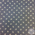 Sötétkék alapon fehér indás virágos mintás pamutvászon (ME1949)