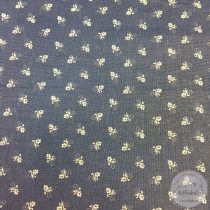 Sötétkék alapon fehér indás virágos mintás pamutvászon (ME1949)