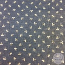 Sötétkék alapon fehér indás virágos mintás pamutvászon (ME1949)