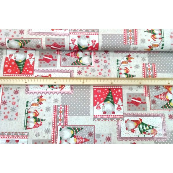 Keretezett manós képes karácsonyi dekortextil (ME4331)