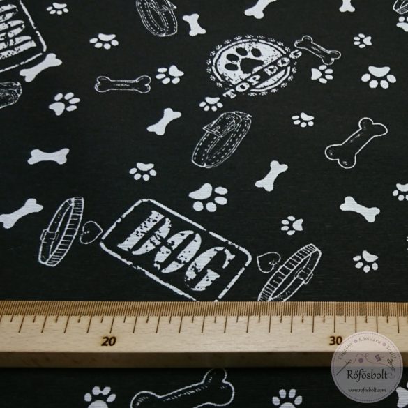 Top dog fekete alapon kutyacsont nyakörv tappancs dekortextil (ME4347)