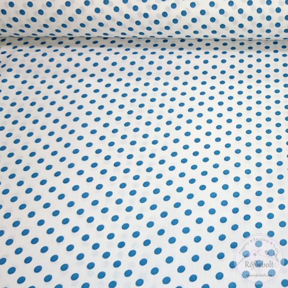 Fehér alapon mozaik kék (6mm) pöttyös pamutvászon (ME4356)
