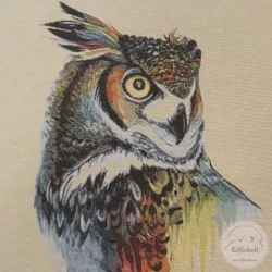 Színes bagoly, 47x47 cm párna panel (ME4539)
