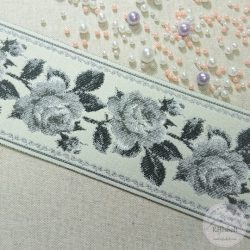 Fekete rózsás hímzett hatású szalag (SZ22)