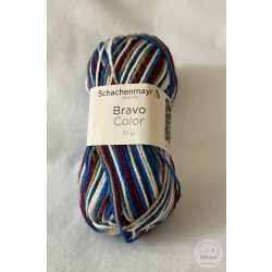 Bravo Color kötőfonal: barna-bordó-kék-fehér (2129)
