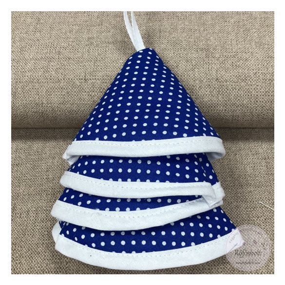 Kék-fehér pöttyös edényfül fogó