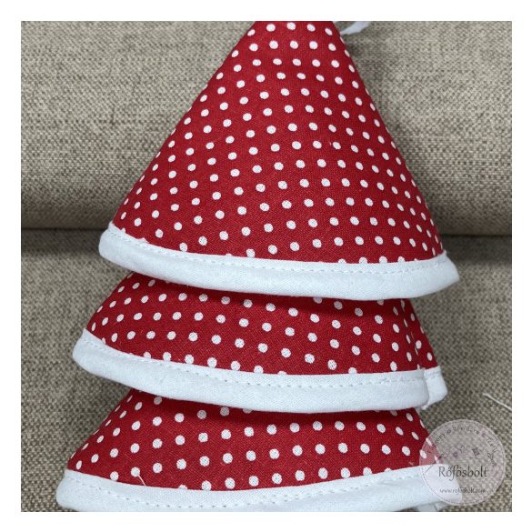 Piros-fehér pöttyös edényfül fogó