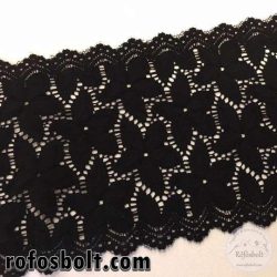 16 cm széles elasztikus csipke: fekete