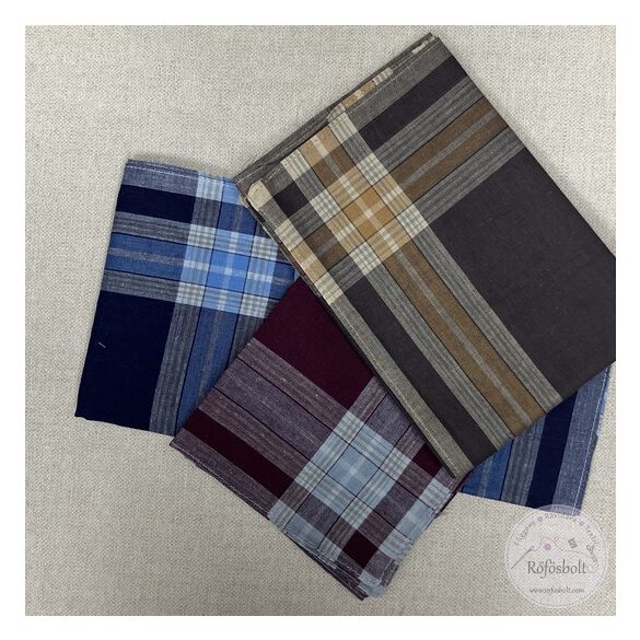 Férfi zsebkendő: indigókék, barna, bordó