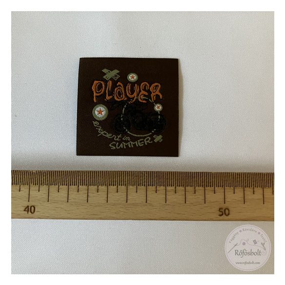 Barna alapon narancs felirat, 6x6 cm (FVF18)