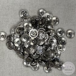 Alulhurkolt, fényes ezüst, címeres gomb (g108)