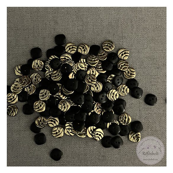 Fekete hátú, arany, csíkos színű, két lyukú