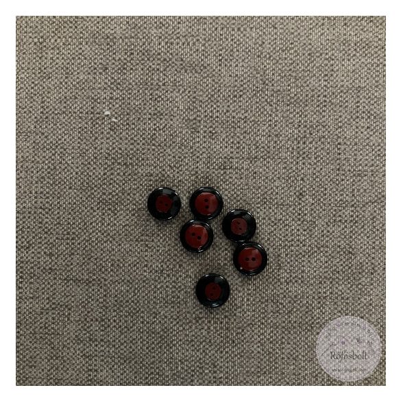 Két lyukú, vastag fekete perem, középen piros (g30)