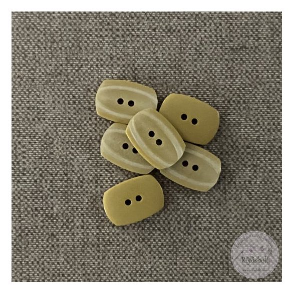 Két lyukú, okker, téglalap alakú, desinger gomb (g31)