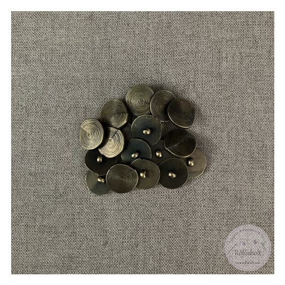 Alulhurkolt, bronz hatású, csigavonal mintás díszgomb