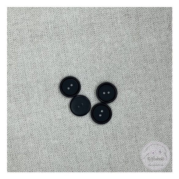 Fekete, négy lyukú, kabát gomb (g98)