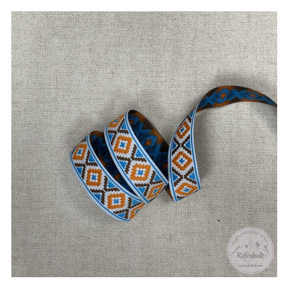 Indián motívum kék-barna-narancs