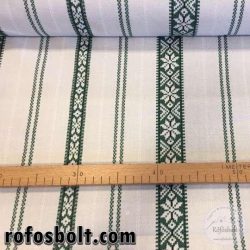 Fehér alapon zöld szövött mintás pamutvászon (ME1753mintáspv.)