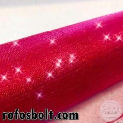 Piros alapon csillámos tüll (ME2764)