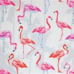   Csak a webshopban: Fehér alapon flamingós vízálló szövet (ME3087)