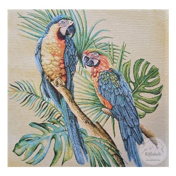 Színes papagájok pálmalevéllel 47×47 cm-es textil panel (ME3547)