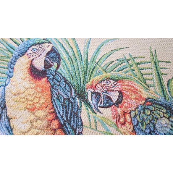Színes papagájok pálmalevéllel 47×47 cm-es textil panel (ME3547)
