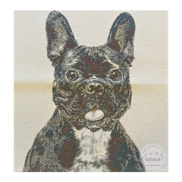 Fekete, kölyök francia bulldog,  47×47 cm párna panel (ME3844)