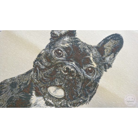 Fekete, kölyök francia bulldog,  47×47 cm párna panel (ME3844)