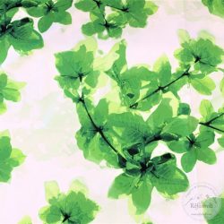   Fehér alapon nagy zöld levelek, vízálló szövet (ME3887)