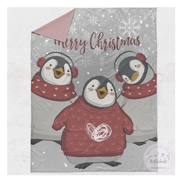 Premium designer: Merry Christmas pingvines takaró panel 100*135 cm-es (ME4065)