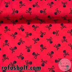 Piros alapon koponyás extra finom pamutvászon (ME4165)