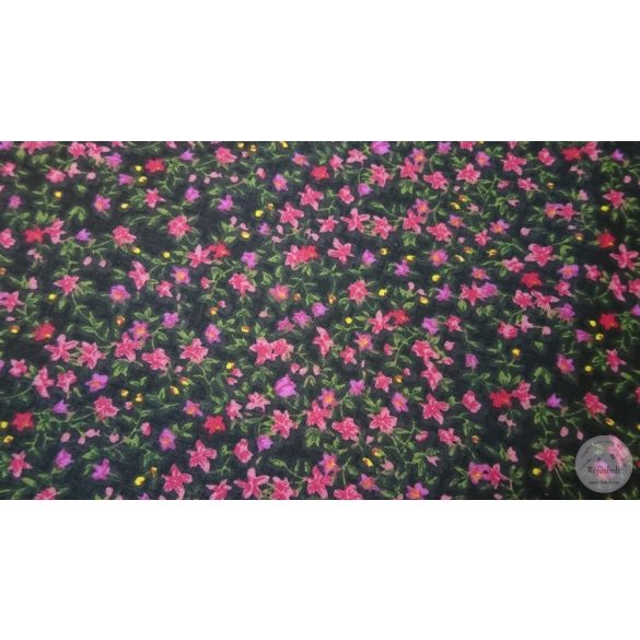 Fekete a. rózsaszín virágos pamutvászon (ME4201)