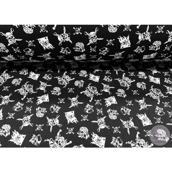 Fekete alapon félelmetes kalóz fejek, kalóz zászló, 160 cm széles (ME4268)