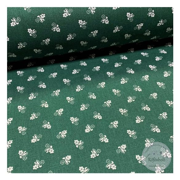 Zöld alapon, elszórt, apró, fehér virágok (ME4305)