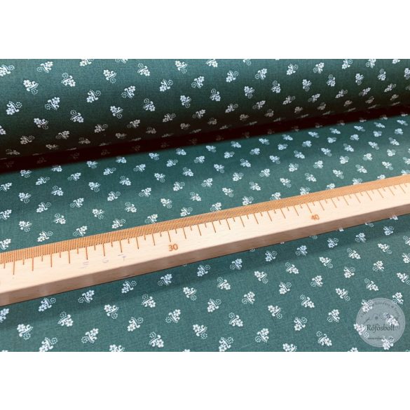 Zöld alapon, elszórt, apró, fehér virágok (ME4305)