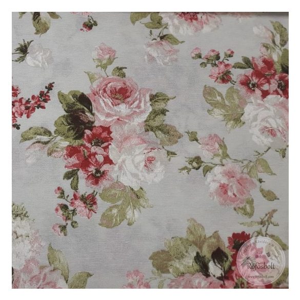 Csodaszép Vintage rózsás dekortextil halványkék alapon (ME4568)