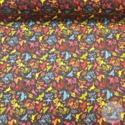 Madárkák fekete alapon pamutvászon (ME4593)