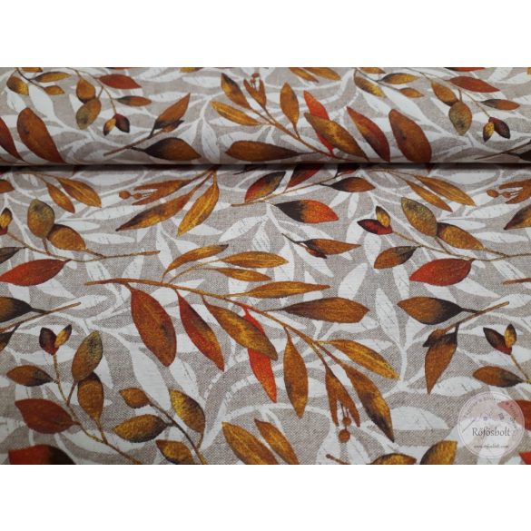 Sárgás-barnás babér leveles dekortextil (ME4638)