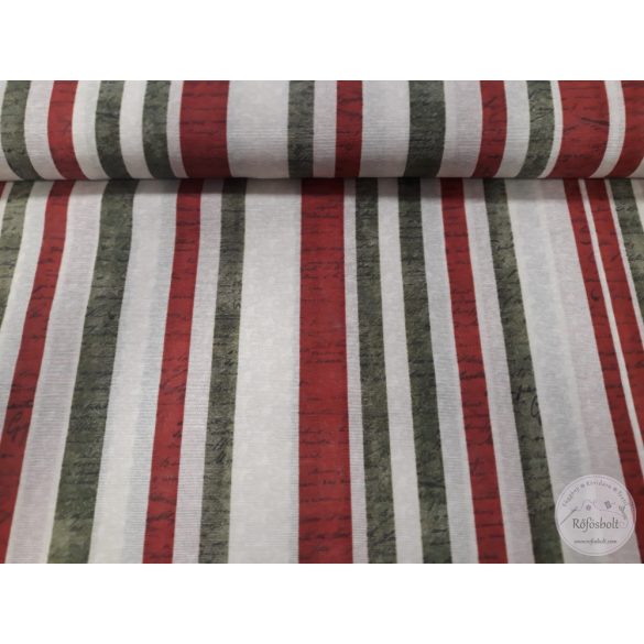 0,86 m EGYBEN KÉRHETŐ Zöld-bordó-eckrü csíkos dekortextil (ME4711)