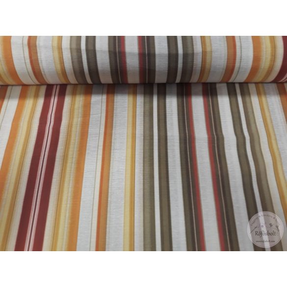 Bordó-narancs-khaki-sárga csíkos dekortextil (ME4712)